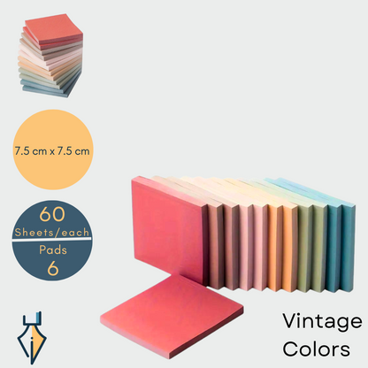 (Set of 6) Vintage Colors Sticky Notes