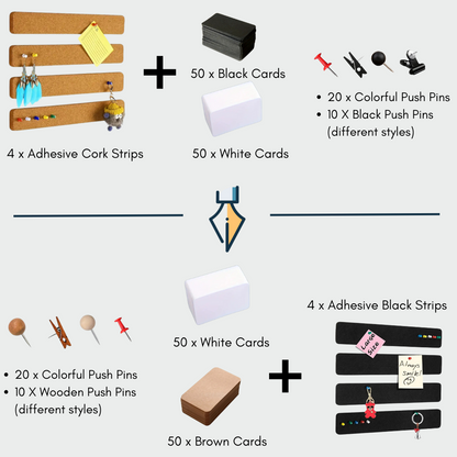 Adhesive Strips with Cards and Push Pins