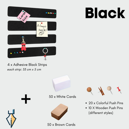 Adhesive Strips with Cards and Push Pins