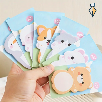 (Set of 6) Cute Animal Shaped Sticky Notes