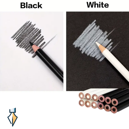 (Set of 4) White and Black Drawing Pencils