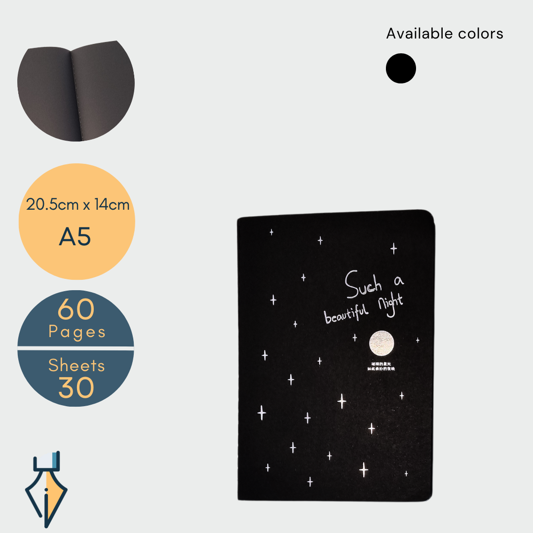 A5/A6 Black Paper Notebook