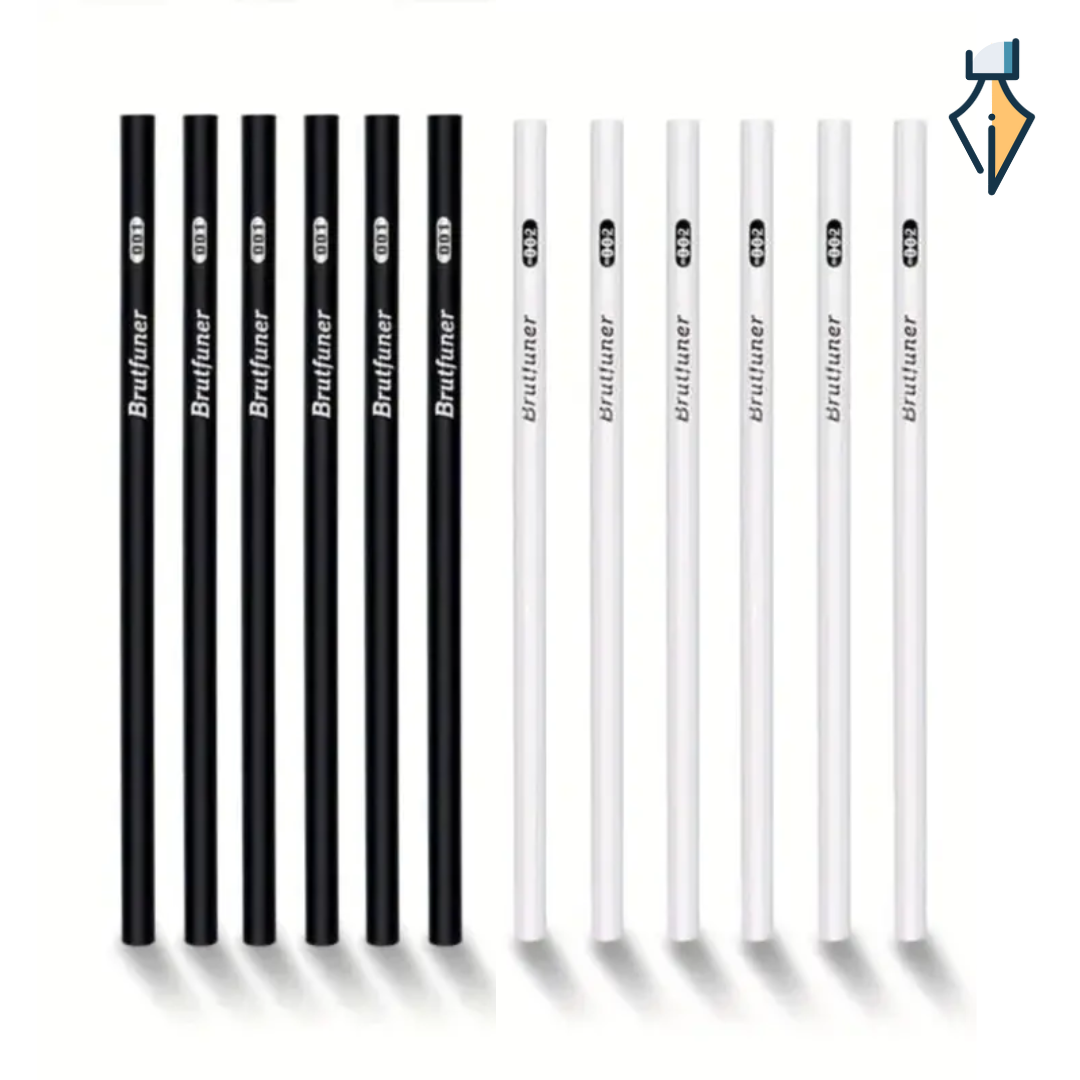 (Set of 4) White and Black Drawing Pencils