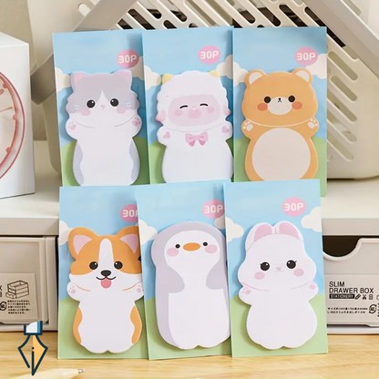 (Set of 6) Cute Animal Shaped Sticky Notes