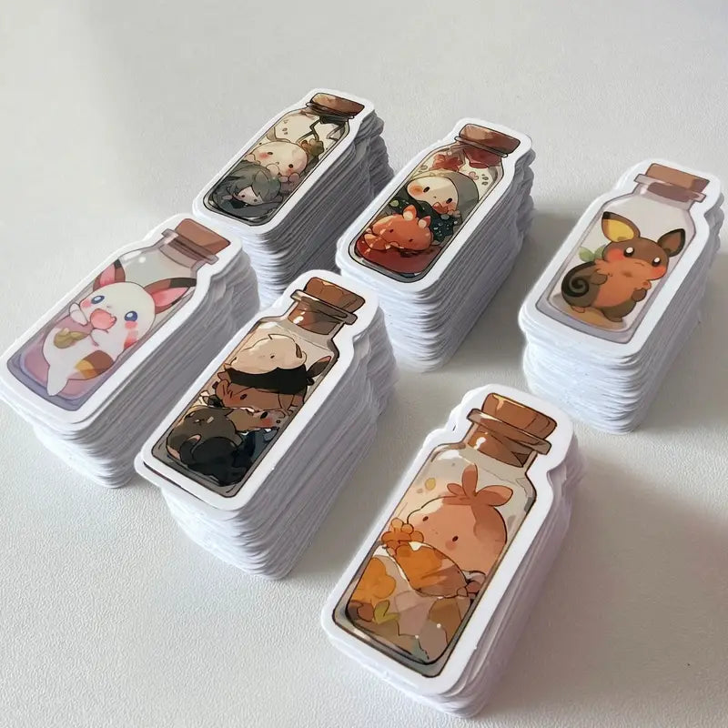 Cute Fantasy Creature In A Bottle Stickers