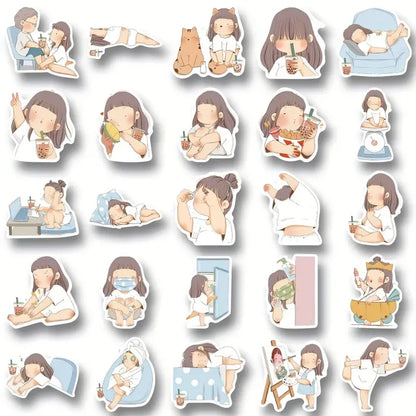 Cute Lazy Fat Girls Stickers