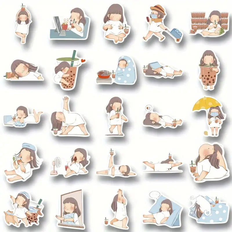 Cute Lazy Fat Girls Stickers